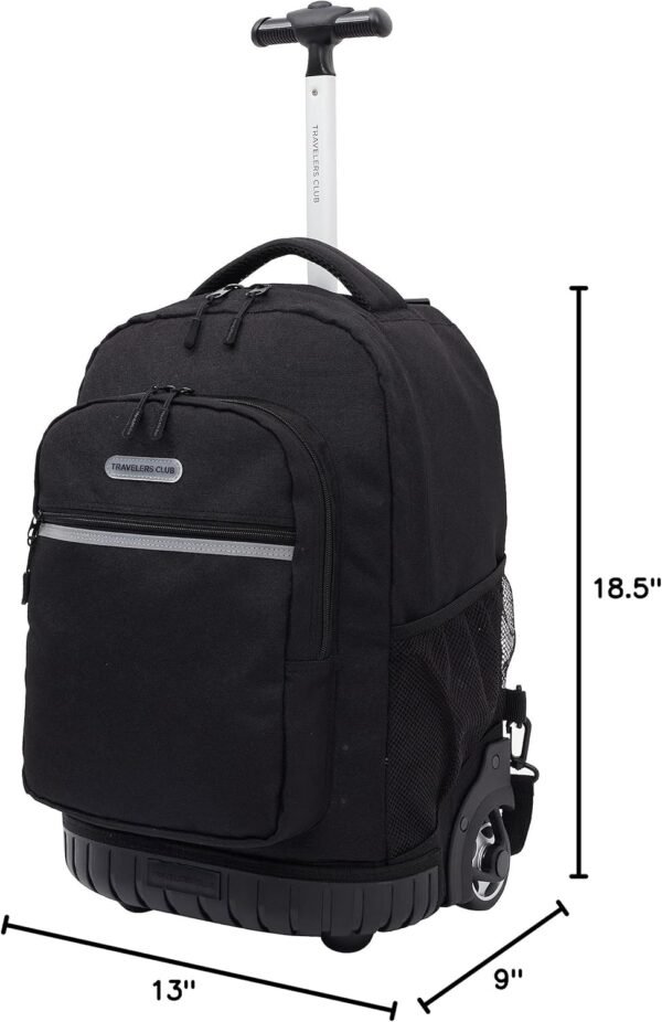 Travelers Club Rolling Backpack, Black, 18 Inch - Image 12