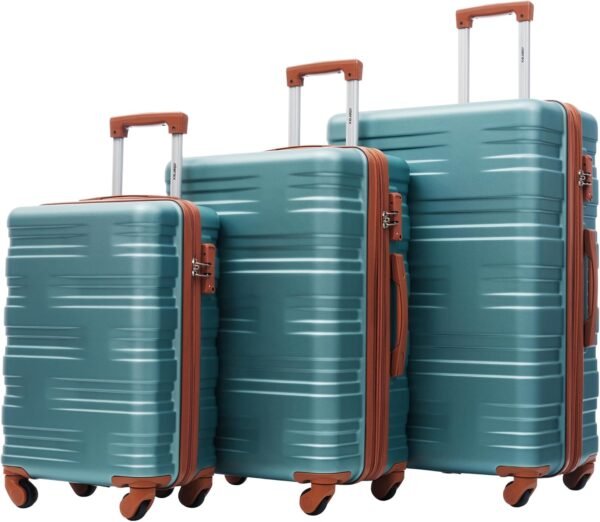 Merax Hardside Spinner Luggage with TSA Lock Expandable Lightweight Suitcase 20inch 24inch 28 inch Available(Green and Brown, 3-piece Set(20/24/28)) - Image 3