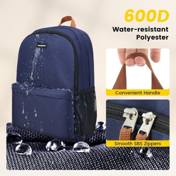 Vorspack Backpack for Men and Women - Lightweight Bookbag College Backpack Casual Daypack Backpacks for Travel Work - Navy Blue - Image 7