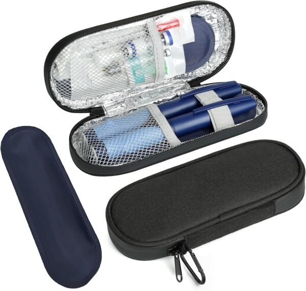 Insulin Pen Cooler Travel Case with 2 Reusable TSA Approved Ice Packs, Diabetic Medication Insulated Cooler Bag for Insulin Pens and Other Diabetic Supplies Storage Black - Image 2