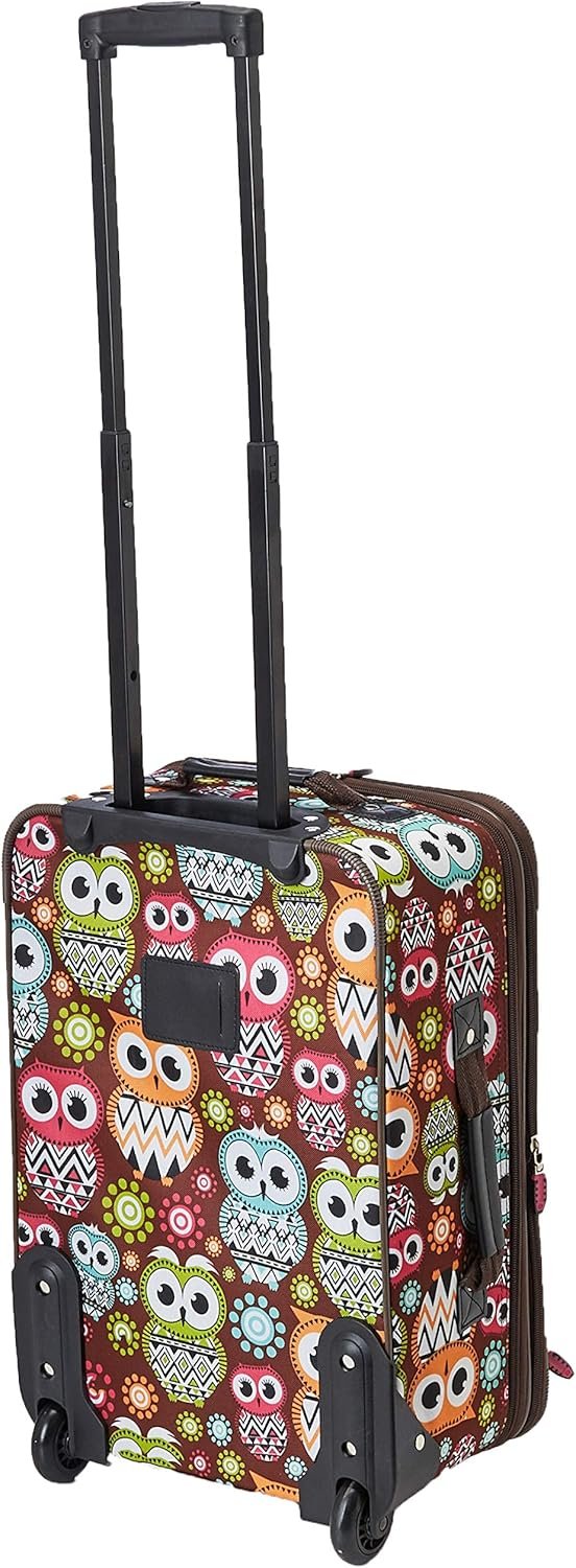Rockland Fashion Softside Upright Luggage Set, Expandable, Owl, 2-Piece (14/19) - Image 3