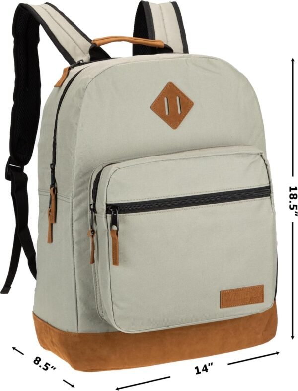 Wrangler Yellowstone Western-Style Backpack Coated Polyester Water Resistant Casual Daypack for Travel, Class, Everyday Use with Padded Laptop Notebook Sleeve (Coated Grey) - Image 3