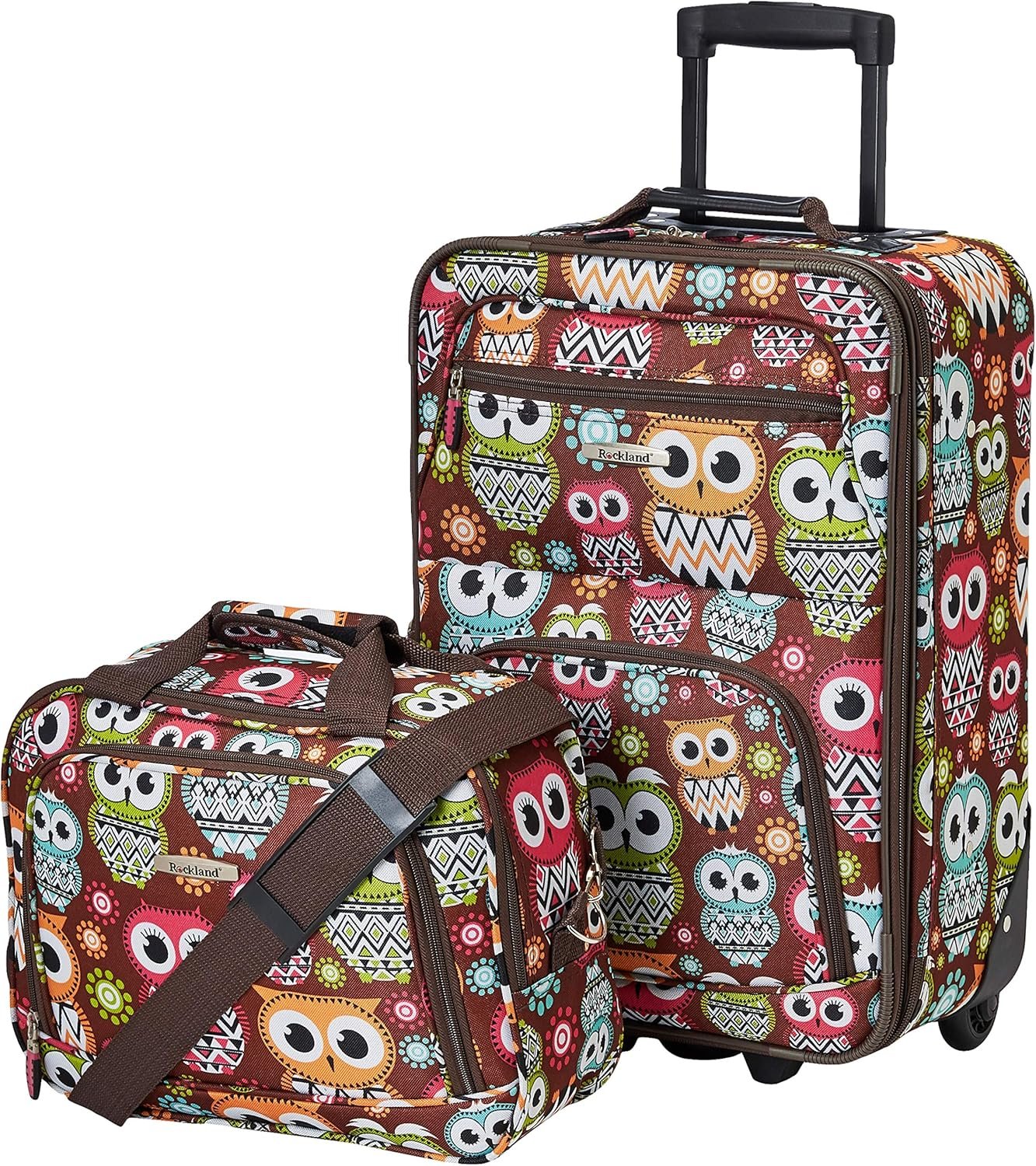 Rockland Fashion Softside Upright Luggage Set, Expandable, Owl, 2-Piece (14/19) - Image 2