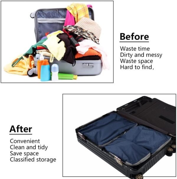3 Set Compression Packing Cubes with Handle Travel Essential for Suitcases Nylon Portable Storage Bag Luggage Organizer Bags Waterproof for Clothes Storage - Image 5
