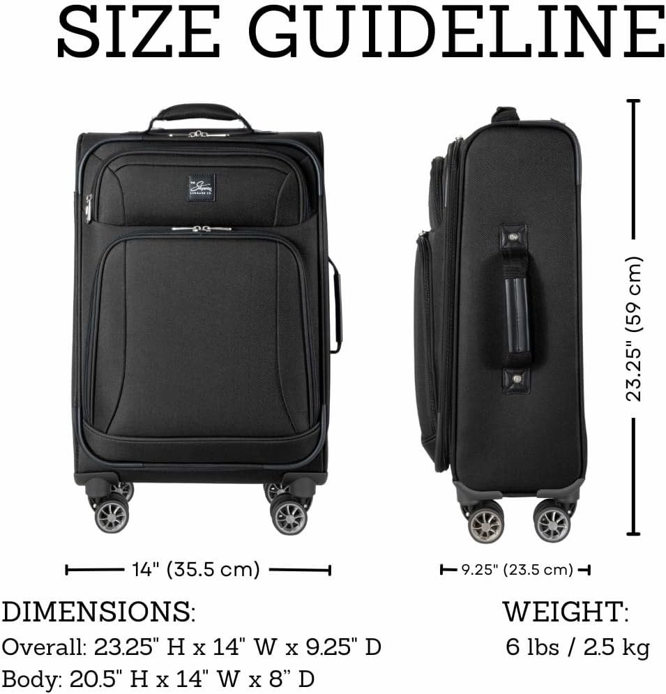 Skyway Epic Softside Carry-On Luggage - Lightweight Suitcase with Wheels for Travel | TSA Approved Carry-On Bag | Spinner Suitcase | Carry-On Luggage with Telescoping Handle, 20 inch, Black - Image 9