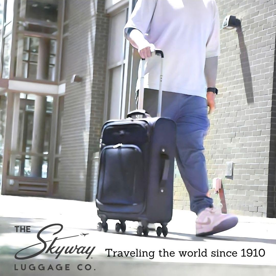 Skyway Epic Softside Carry-On Luggage - Lightweight Suitcase with Wheels for Travel | TSA Approved Carry-On Bag | Spinner Suitcase | Carry-On Luggage with Telescoping Handle, 20 inch, Black - Image 11