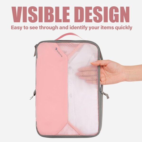 4 Set/6 Set Compression Packing Cubes for Travel, Lightweight Luggage Organizer Bags, Sturdy Travel Essentials for Suitcase Organizers, Pink - Image 3