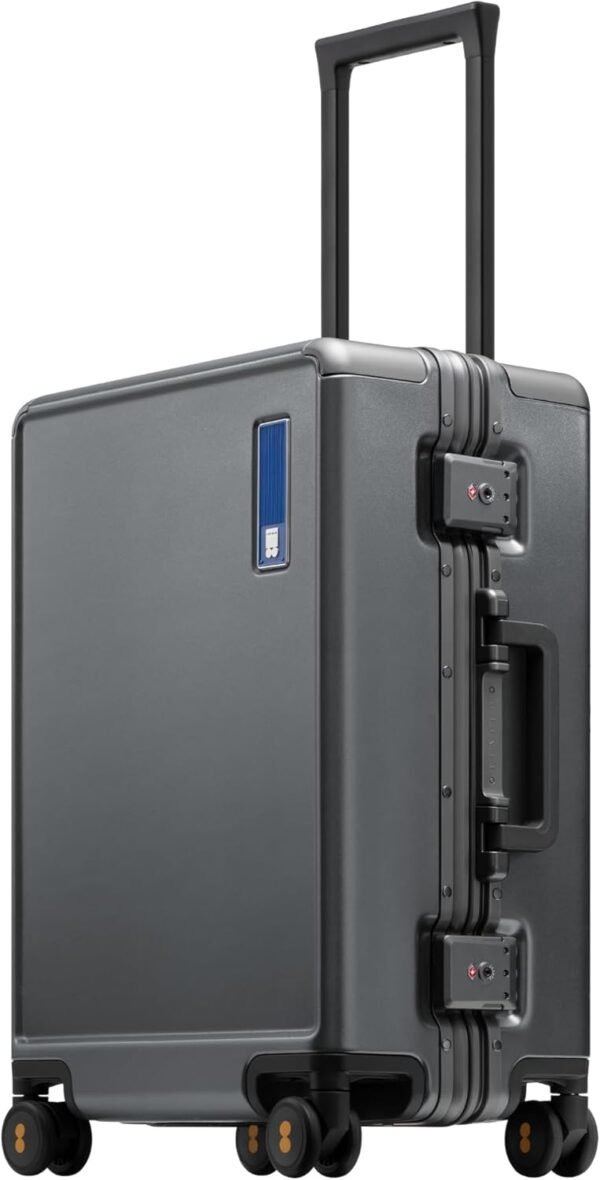 LEVEL8 Zipperless Carry On Luggage Airline Approved with Aluminum Frame, Lightweight Hard Shell Suitcase with Spinner Wheels, Metal Checked Luggage with Double Tsa Locks, 20 Inch, Grey - Image 2