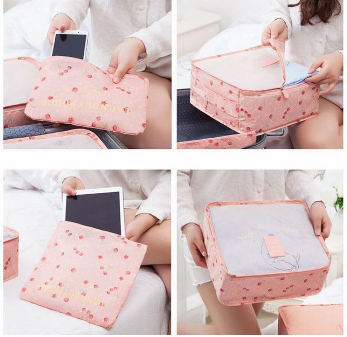 Travel Packing Cubes Lightweight, 6 Set Luggage Organizers for Suitcase,Travel Accessories Bags for Clothes Shoes Cosmetics Electronics Toiletries.(Pink Cherry) - Image 8