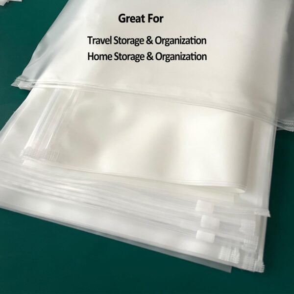 (20 pcs Value Pack) Travel Luggage Organizer Bags, Assorted Sizes, 4Mil Resealable Slider Zip Plastic Clothing Packaging, Frosted Travel/Home Storage and organizing Pouches, Space Saver Bag - Image 7