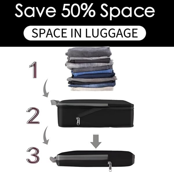 3 Set Compression Packing Cubes with Handle Travel Essential for Suitcases Nylon Portable Storage Bag Luggage Organizer Bags Waterproof for Clothes Storage - Image 4