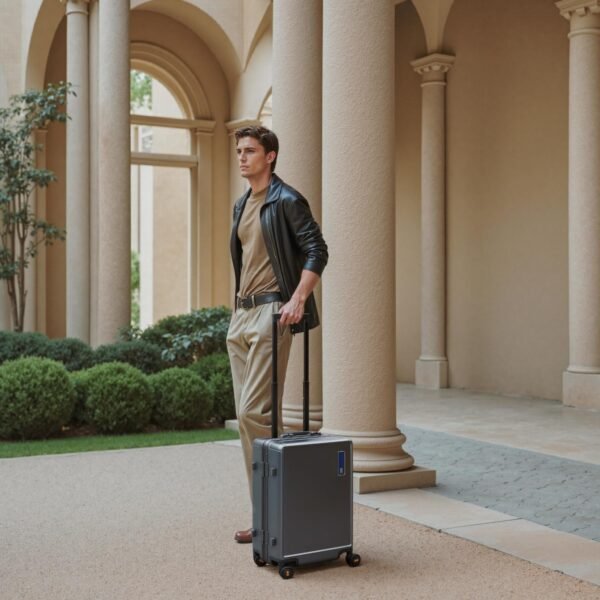 LEVEL8 Zipperless Carry On Luggage Airline Approved with Aluminum Frame, Lightweight Hard Shell Suitcase with Spinner Wheels, Metal Checked Luggage with Double Tsa Locks, 20 Inch, Grey - Image 3