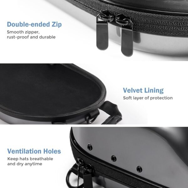 ProCase Hat Travel Case, Hard Lids Storage Organizer for 6-7 Baseball Caps Carrier with Carrying Handle and Shoulder Strap for Travel Home -Grey - Image 5
