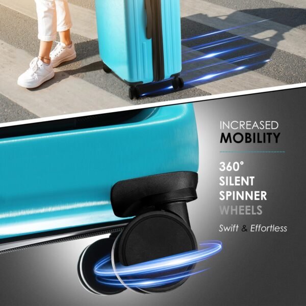 22 Inch Carry On Luggage 22x14x9 Airline Approved, Carry On Suitcase with Wheels, Hard-shell Carry-on Luggage, Durable Luggage Carry On, Teal Small Suitcase with Cosmetic Carry On Bag - Image 7
