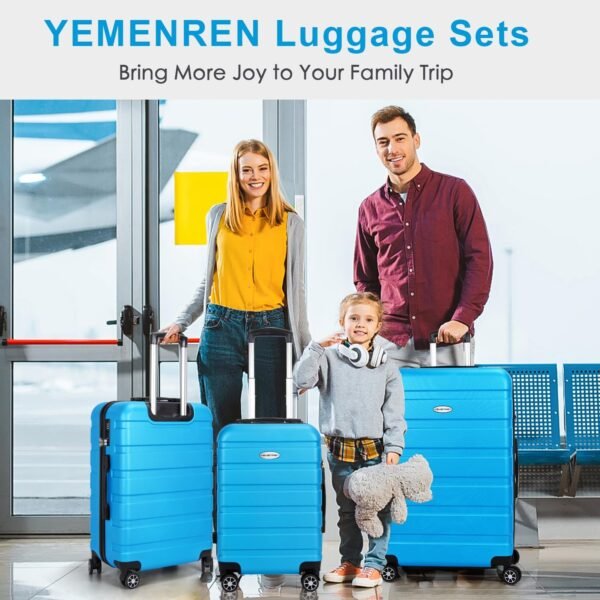 Luggage Sets Hardside Lightweight Suitcase with Spinner Wheels TSA Lock, 3-Piece Set (20/24/28), Sky Blue - Image 8