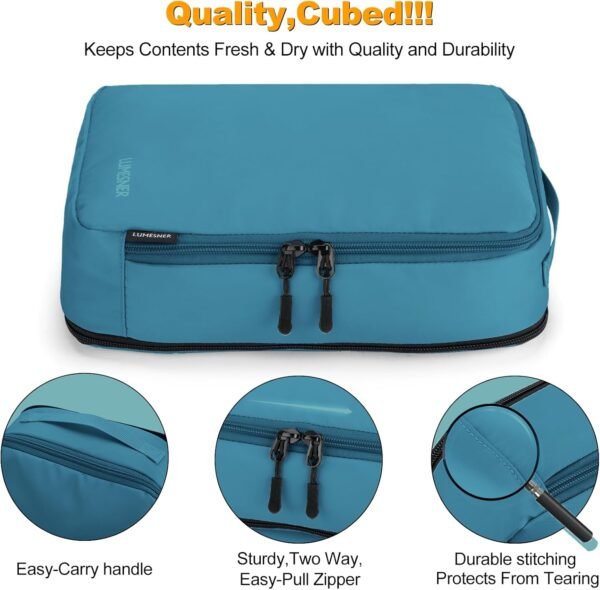 Compression Packing Cubes, Lumesner 8 Set Travel Packing Cubes for Carry on Suitcases, Compression Suitcase Organizers Bag Set & Travel Cubes (Blue, 8-piece) - Image 7