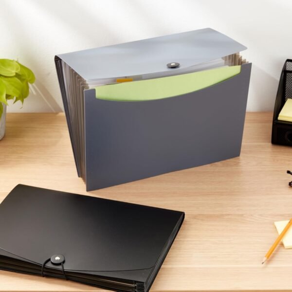 Amazon Basics Expanding Organizer File Folder, Letter Size - Black & Gray, 2-Pack - Image 8