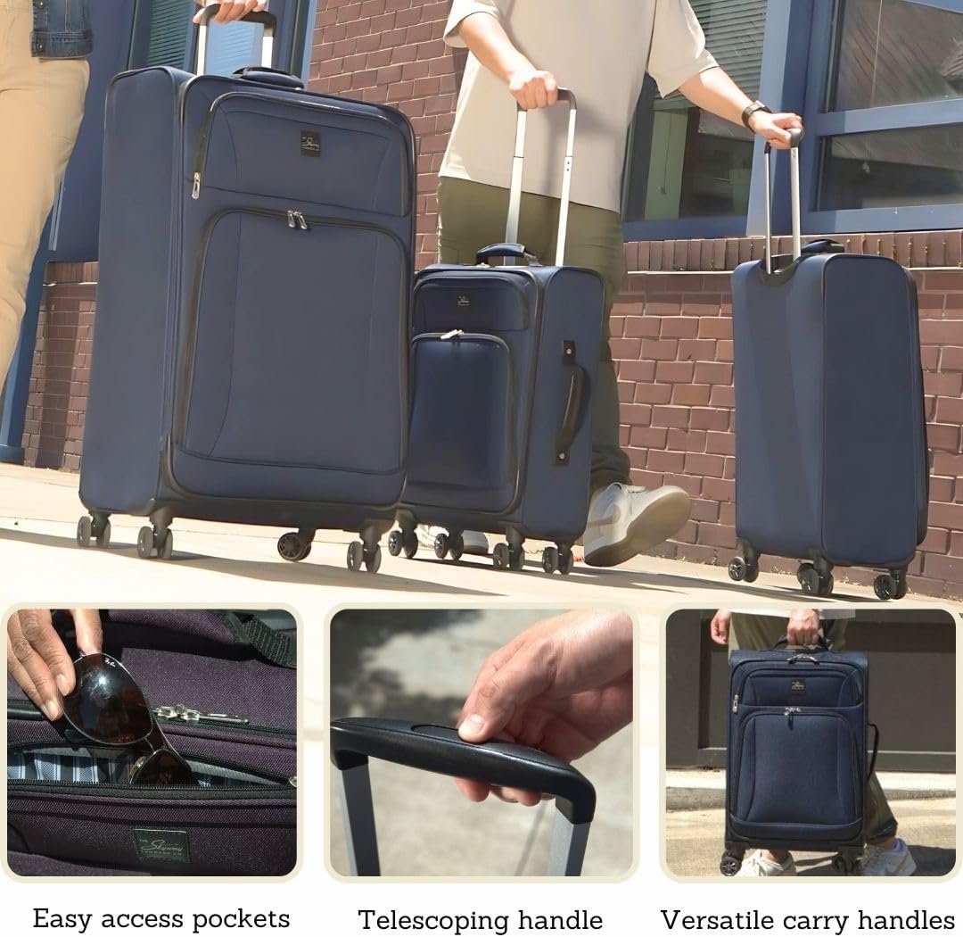 Skyway Epic Softside Carry-On Luggage - Lightweight Suitcase with Wheels for Travel | TSA Approved Carry-On Bag | Spinner Suitcase | Carry-On Luggage with Telescoping Handle, 20 inch, Black - Image 7
