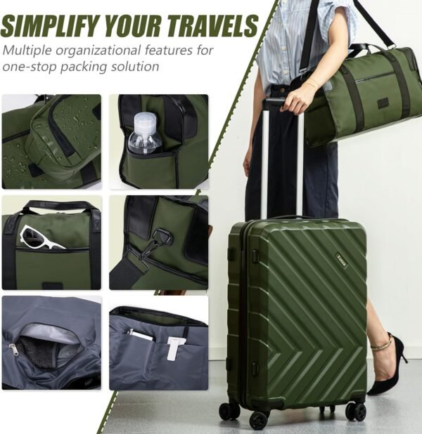Luggage Sets 5 Piece, Suitcases with Wheels, ABS Hard Case Luggage with TSA Lock Spinner Wheels, Carry On Luggage Set (20/24/28 inch) (Black, 5 Piece Sets (20"/24"/28/DB/TB)) - Image 7