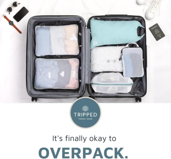 Large Packing Cube Set with See Through Mesh- Compression Packing Cubes Travel Organizers by TRIPPED Travel Gear - Image 8