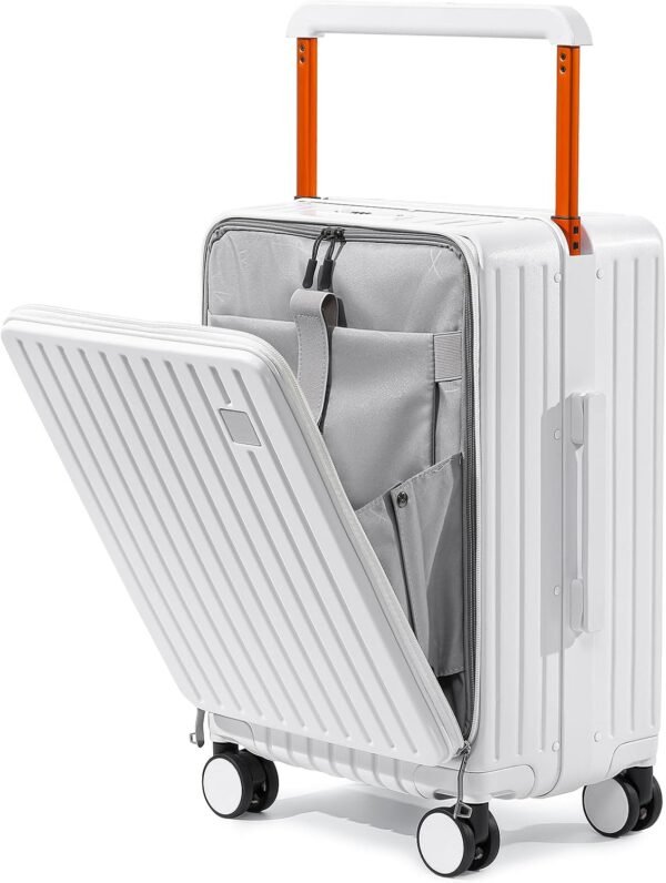 Joyway Hardshell Carry on Luggage Airline Approved with Front Pocket, Lightweight Hardside 20 Inch Suitcase with Spinner Wheels and TSA Lock (White, Carry on Luggage-20 Inch) - Image 2