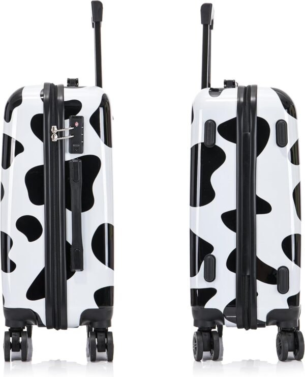 InUSA Cow Print Luggage with Spinner Wheels | Durable Lightweight Hardside Suitcase | Travel Bag with Handle and Trolley | 20-Inch Carry On Small Luggage - Image 8
