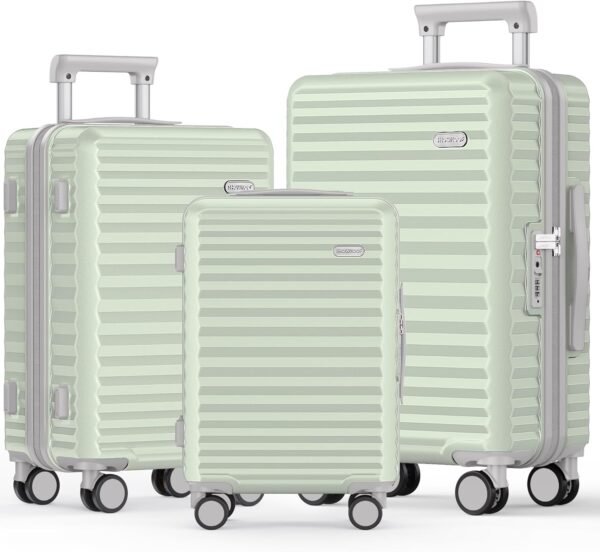 SHOWKOO Luggage Sets 3 Piece Hardside Expandable Suitcase with Double Spinner Wheels Tsa Lock Cyan (20in/24in/28in) - Image 2
