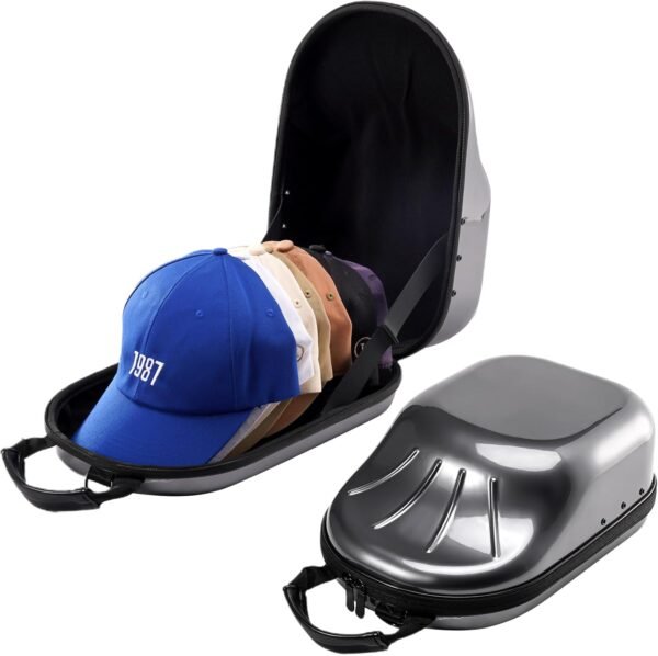 ProCase Hat Travel Case, Hard Lids Storage Organizer for 6-7 Baseball Caps Carrier with Carrying Handle and Shoulder Strap for Travel Home -Grey - Image 9