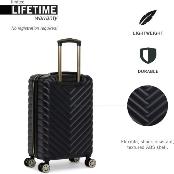 Kenneth Cole REACTION Madison Square Lightweight Hardside Chevron Expandable Spinner Luggage, Black, 2-Piece Set (20" & 28") - Image 3