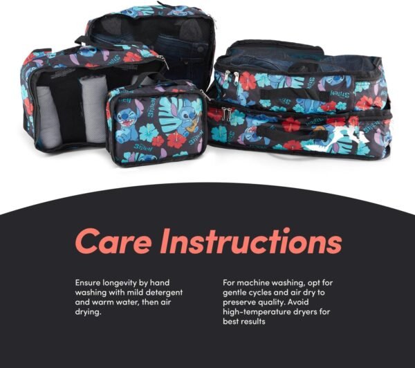 Disney Minnie Mickey Stitch Packing Cubes - Winnie the Pooh, Princess Cinderella, Cars, Toy Story 5 Piece Packing Cubes Compression - Travel Essential - Luggage Suitcase Organizer Set - Image 8