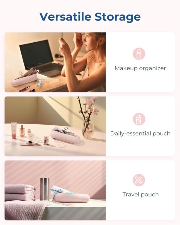 BAGSMART Makeup Brush Holder Bag, Travel Small Makeup Bag for Purse, Make Up Brush Bag Case Cosmetic Bag, Silicone Soft Portable Face Brushes Travel Essentials Organizer Holder, Light Khaki - Image 7