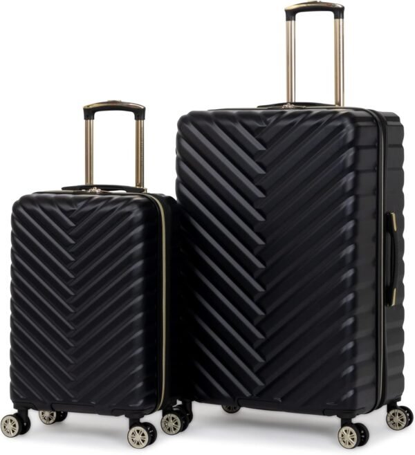 Kenneth Cole REACTION Madison Square Lightweight Hardside Chevron Expandable Spinner Luggage, Black, 2-Piece Set (20" & 28") - Image 2