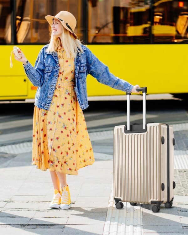Hardside 20 Inch Carry on Luggage with Hook, Spinner Suitcases with Wheels for Travel, Lightweight Luggage with TSA Lock Champagne - Image 8