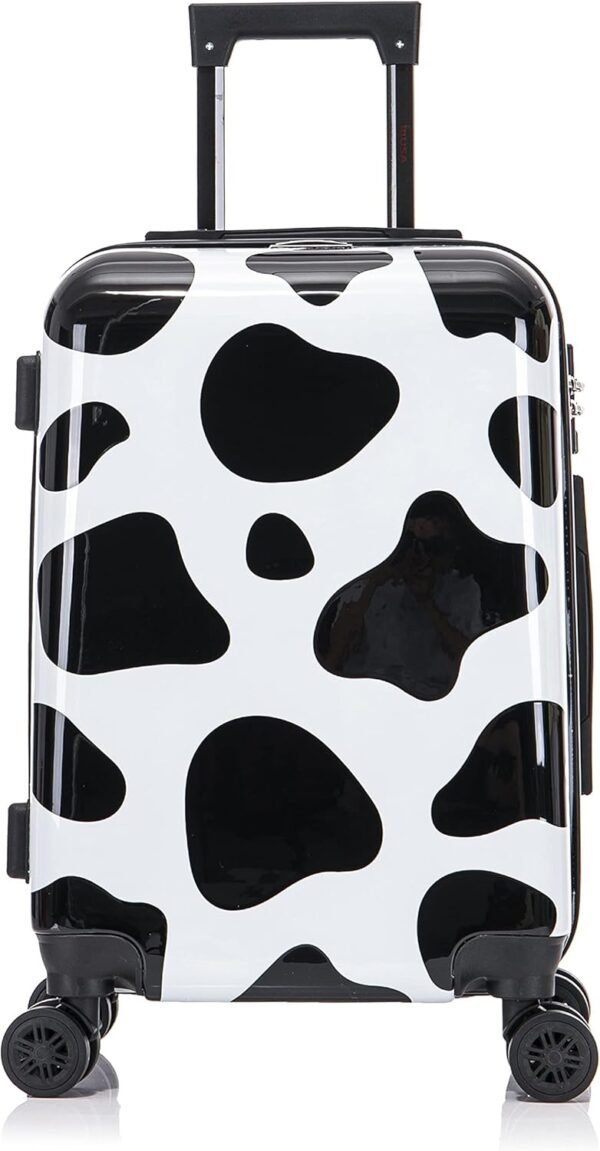 InUSA Cow Print Luggage with Spinner Wheels | Durable Lightweight Hardside Suitcase | Travel Bag with Handle and Trolley | 20-Inch Carry On Small Luggage - Image 9