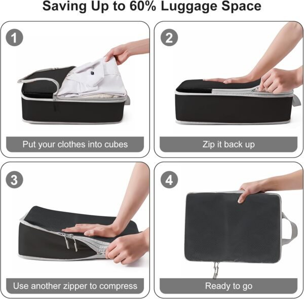 11 Set Compression Packing Cubes for Suitcases, Packing Cubes for Travel Essentials, Compression Cubes for Travel, Ultra-Light Luggage Organizer Bags Set with Shoe Bag and Travel Bottles Leak Proof - Image 4