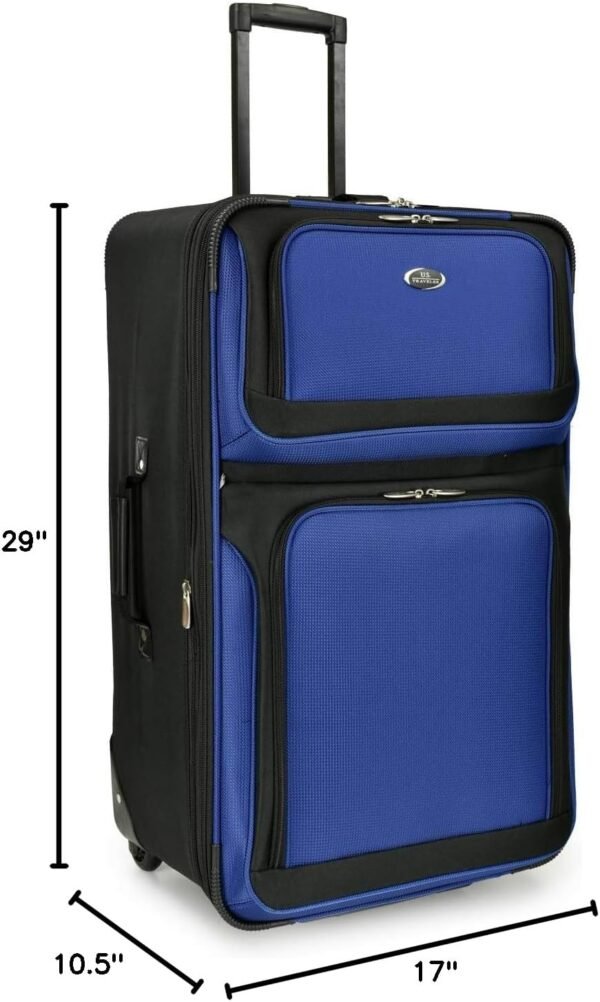U.S. Traveler New Yorker Lightweight Softside Expandable Travel Rolling Luggage, Blue, 4-Piece Set (15/21/25/29) - Image 17