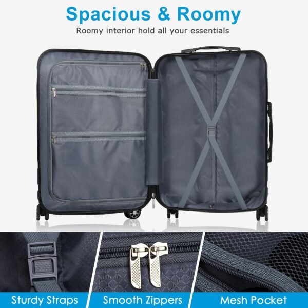 Luggage Sets Hardside Lightweight Suitcase with Spinner Wheels TSA Lock, 3-Piece Set (20/24/28), Sky Blue - Image 6
