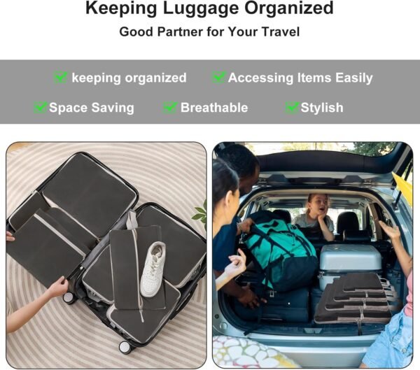 11 Set Compression Packing Cubes for Suitcases, Packing Cubes for Travel Essentials, Compression Cubes for Travel, Ultra-Light Luggage Organizer Bags Set with Shoe Bag and Travel Bottles Leak Proof - Image 8