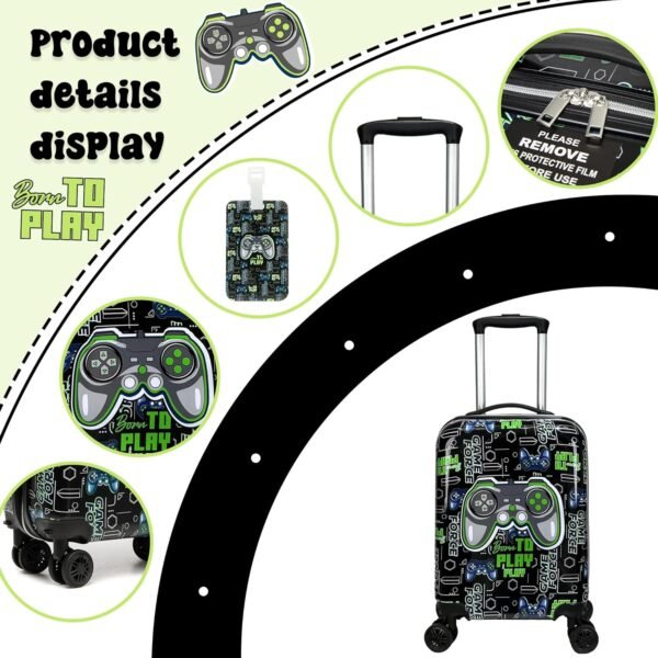 Kids Suitcase Set for Boys Hardside Luggage with Spinner Wheels 2 Piece 16inch Toddler Suitcase for Boys Travel Carry on Luggage Airline Approved - Image 4