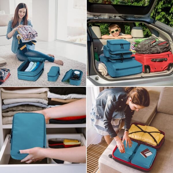 Compression Packing Cubes, Lumesner 8 Set Travel Packing Cubes for Carry on Suitcases, Compression Suitcase Organizers Bag Set & Travel Cubes (Blue, 8-piece) - Image 8