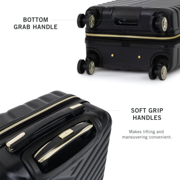 Kenneth Cole REACTION Madison Square Lightweight Hardside Chevron Expandable Spinner Luggage, Black, 2-Piece Set (20" & 28") - Image 6