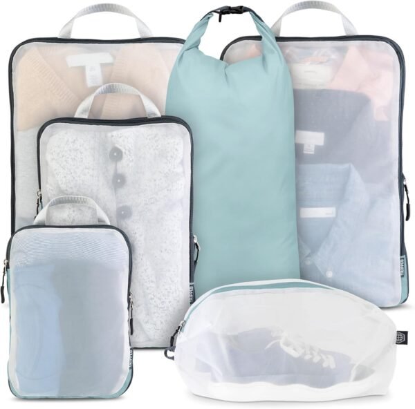Large Packing Cube Set with See Through Mesh- Compression Packing Cubes Travel Organizers by TRIPPED Travel Gear - Image 2