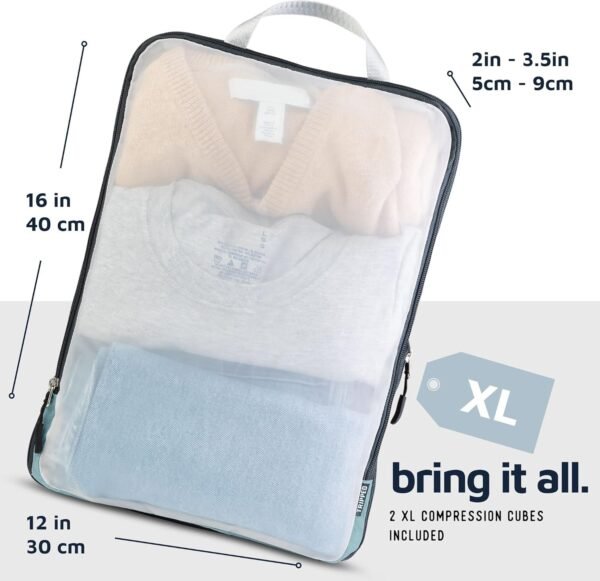 Large Packing Cube Set with See Through Mesh- Compression Packing Cubes Travel Organizers by TRIPPED Travel Gear - Image 6