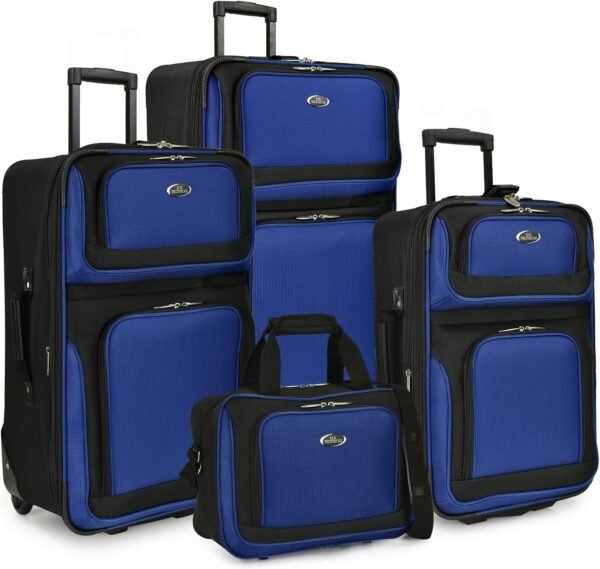 U.S. Traveler New Yorker Lightweight Softside Expandable Travel Rolling Luggage, Blue, 4-Piece Set (15/21/25/29) - Image 2