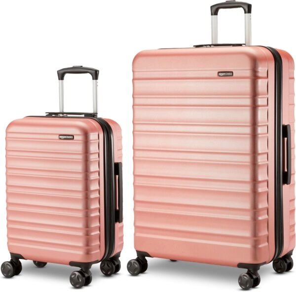 Amazon Basics 2-Piece Set (21", 30"), Hardshell Suitcases With Wheels, Expandable For Up to 25% More Space, With Scratch-Resistant Surface, Four Multi-directional Wheels, Rose Gold - Image 2
