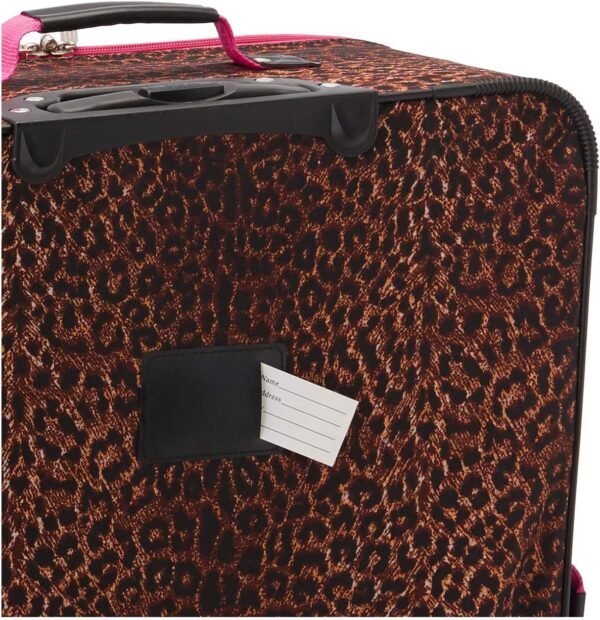 Rockland Vara Fashion Softside Expandable Upright Luggage, PINKLEOPARD, 3-Piece Set (20/22/28) - Image 5