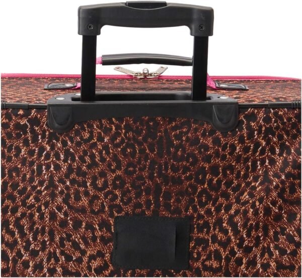 Rockland Vara Fashion Softside Expandable Upright Luggage, PINKLEOPARD, 3-Piece Set (20/22/28) - Image 7