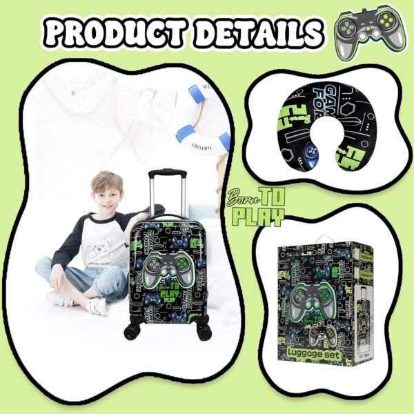 Kids Suitcase Set for Boys Hardside Luggage with Spinner Wheels 2 Piece 16inch Toddler Suitcase for Boys Travel Carry on Luggage Airline Approved - Image 5