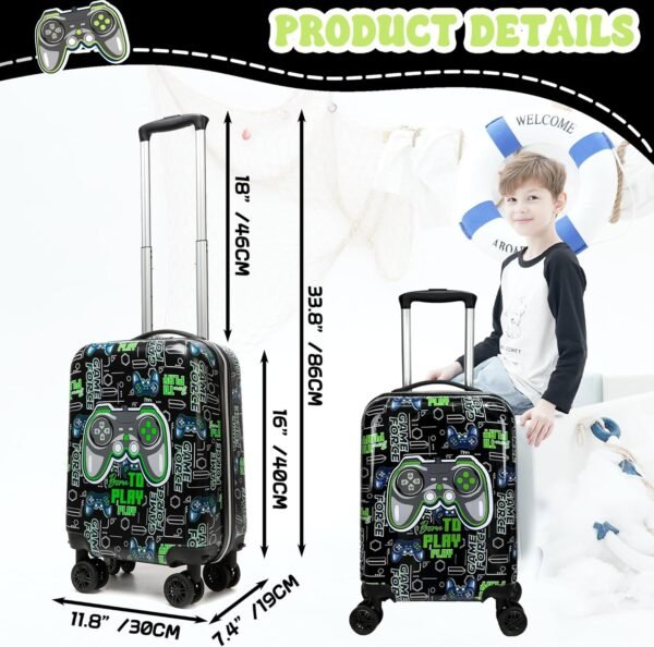 Kids Suitcase Set for Boys Hardside Luggage with Spinner Wheels 2 Piece 16inch Toddler Suitcase for Boys Travel Carry on Luggage Airline Approved - Image 3