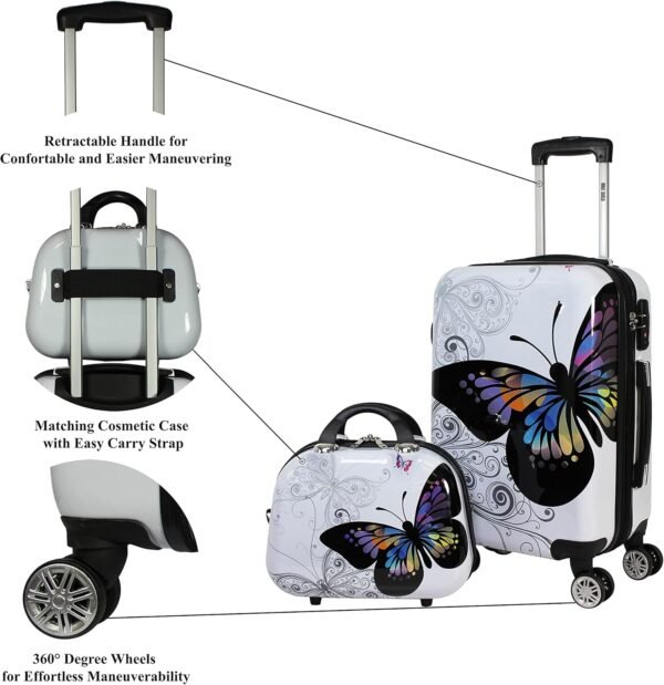 World Traveler Butterfly Luggage, 4-Piece Set - Image 6